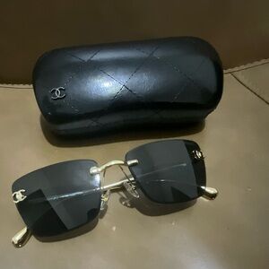 Chanel Women’s Black and Gold Sunglasses